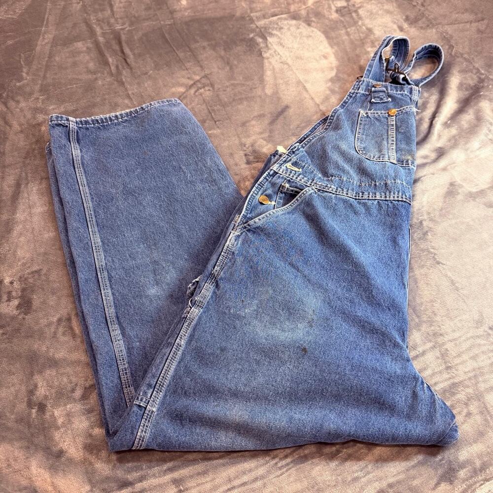 VTG Carhartt Men’s Sz 40x30 Overalls Denim Made In USA Distressed W/ Stains Work - Picture 8 of 16